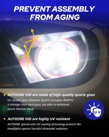 D2S Xenon HID Headlight Bulb, 6000K 35W High Low Beam Replacement Bulb, 66040 66240 85122 Conversion Kit, Super Bright D1S HID Bulbs Direct Replacement, Pack of 2