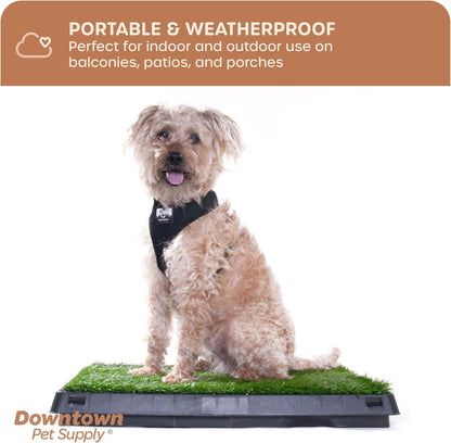 Dog Pee Potty Pad, Bathroom Tinkle Artificial Grass Turf, Portable Potty Trainer (20 X 25 Inch with Drawer)