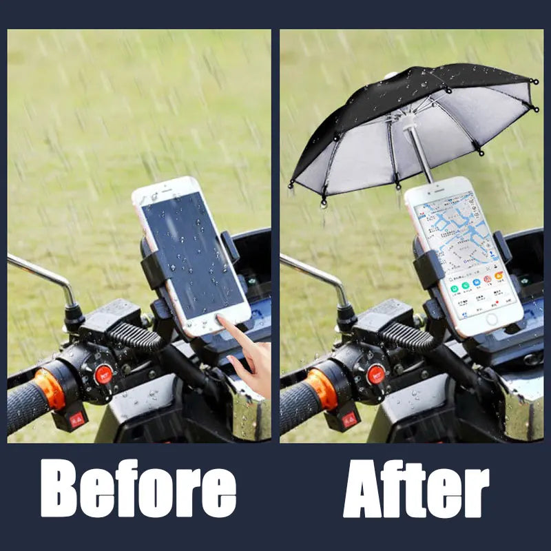 1Pcs New Motorcycle Phone Holder Mini Sunshade Umbrella Bicycle Decoration Accessories Polyester Mobile Motorcycle Accessories