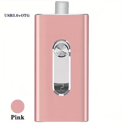 3 in 1 USB Storage Flash Pen Drive for Iphone, 1 Count Portable High Speed USB 3.0 Data Transfer Memory Stick, Thumb Drive for Ipad, Android Phones, PC and More Devices, Men Gifts