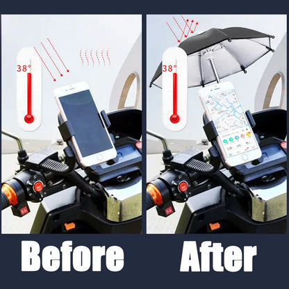1Pcs New Motorcycle Phone Holder Mini Sunshade Umbrella Bicycle Decoration Accessories Polyester Mobile Motorcycle Accessories