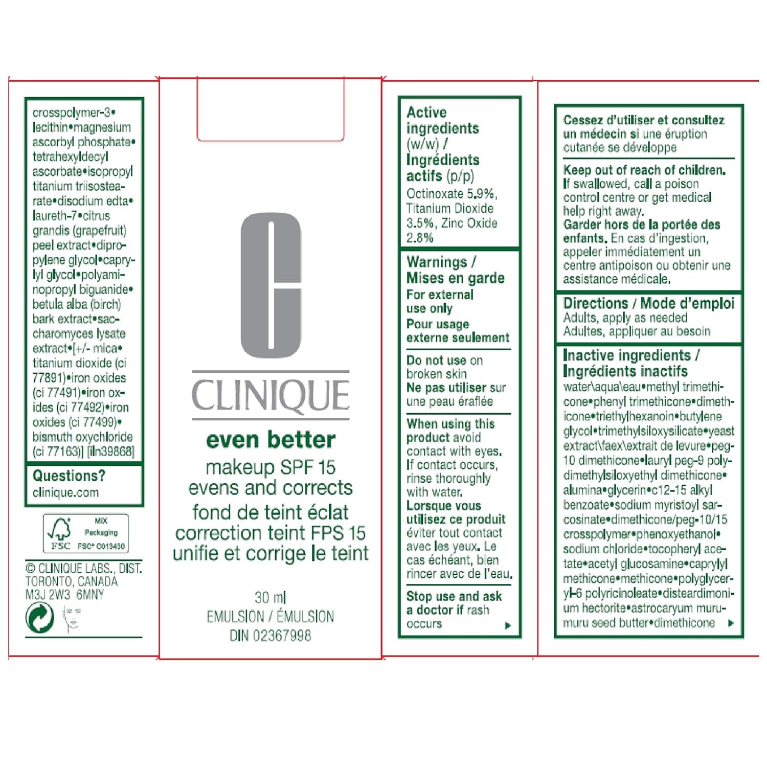 Clinique Even Better Makeup Medium Coverage Foundation Broad Spectrum SPF 15 | Evens Skin Tone + Reduces Dark Spots
