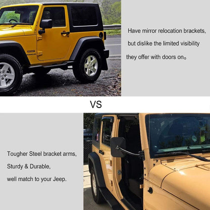 Upgraded Doors off Compatible with Wrangler TJ JKU JK 4X4 Off-Road Morror Rectangular Mirrors Quick Release Side View Mirror