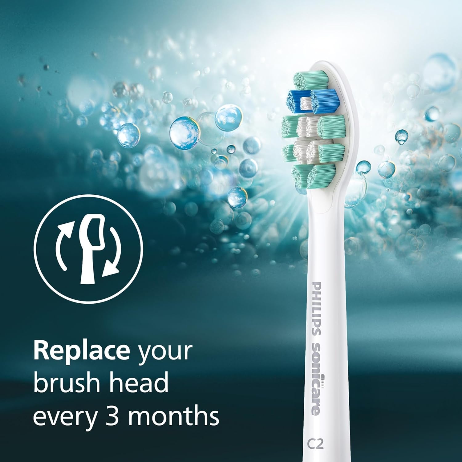 Optimal Plaque Control Replacement Toothbrush Heads, HX9023/65, Brushsync Technology, White 3-Pk
