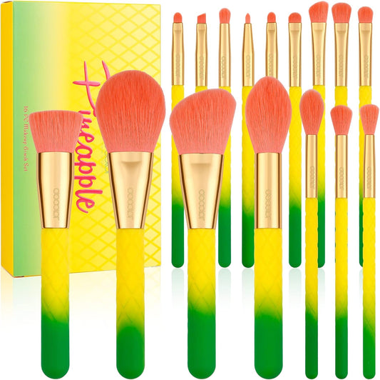 Makeup Brushes Pineapple 16 Piece Makeup Brush Set Premium Synthetic Kabuki Foundation Blending Face Powder Mineral Eyeshadow Make up Brushes Set