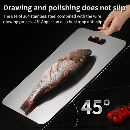 Stainless Steel Double-Sided Chopping Board - Modern Cutting Board for Meat and Vegetables, Eco-Friendly Kitchen Accessory, 1 Count