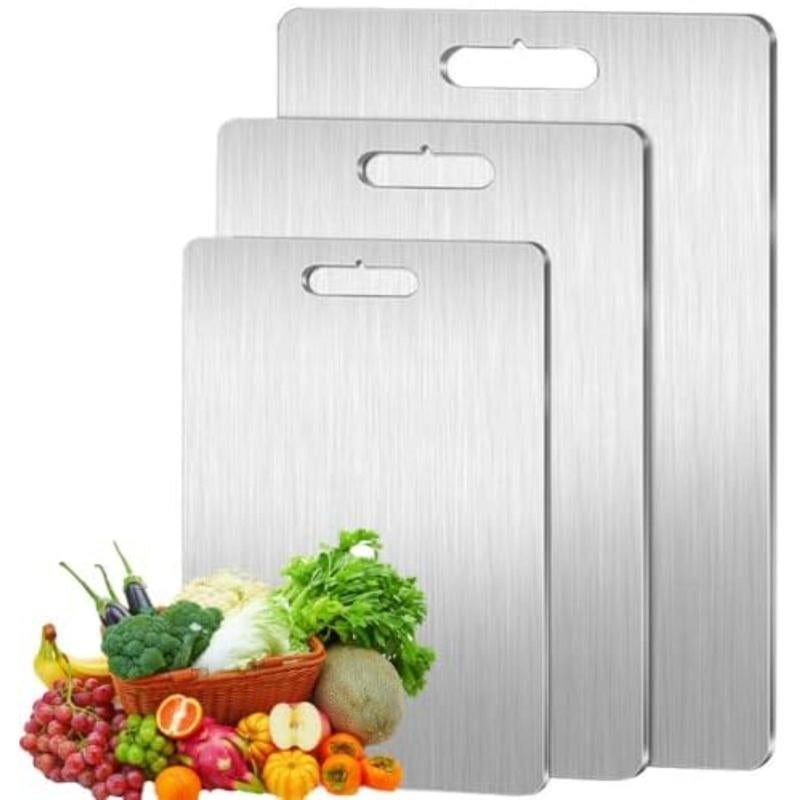 Stainless Steel Double-Sided Chopping Board - Modern Cutting Board for Meat and Vegetables, Eco-Friendly Kitchen Accessory, 1 Count