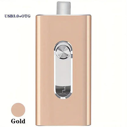 3 in 1 USB Storage Flash Pen Drive for Iphone, 1 Count Portable High Speed USB 3.0 Data Transfer Memory Stick, Thumb Drive for Ipad, Android Phones, PC and More Devices, Men Gifts