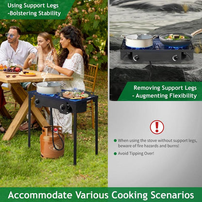 Ultimate 3-Burner Outdoor Propane Gas Stove - 225,000 BTU High Pressure Cooker for Backyard Cooking, Camping, Home Brewing & Turkey Frying!