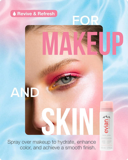 Evian Facial Spray 24/7 Kit - Hydrating Mineral Water Mist for Face & Skin - Refreshes Makeup, Sets, & Tones - Travel-Friendly Sizes for Daily Moisture Boost