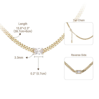 MEIITRUE 14K Gold Plated Cubic Zirconia Pendant Necklaces for Women, Hypoallergenic Fade-Resistant Cuban Link Choker Necklace, Trendy Fashion Jewelry for Girls