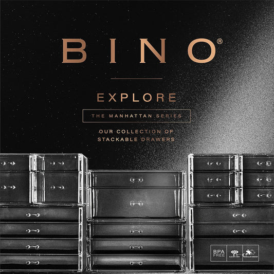 3-Drawer Makeup Organizer, Park Avenue | the MANHATTAN SERIES | Modern Minimalist | Clear Acrylic Organizers | Stackable Storage Bins