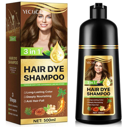 Yecuce Herbal Ingredients Hair Color Shampoo for Gray Hair Coverage - Black or Coffee Hair Dye Shampoo 3 in 1 for Women Men Grey Hair (500Ml) Springtok Haircare