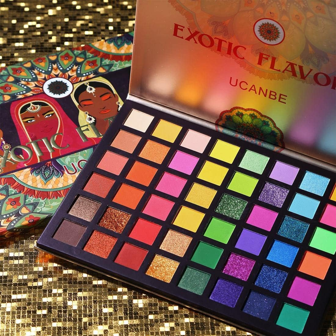 EXOTIC FLAVORS Neon Eyeshadow Makeup Palette - 48 Colorful High Pigmented - Rainbow Matte Shimmer Glitter Eye Shadow Make up Pallet Gift Set