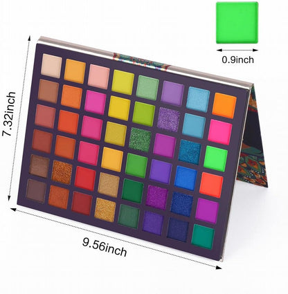 EXOTIC FLAVORS Neon Eyeshadow Makeup Palette - 48 Colorful High Pigmented - Rainbow Matte Shimmer Glitter Eye Shadow Make up Pallet Gift Set