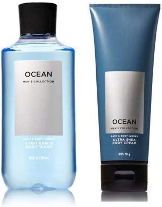 Bath and Body Works Men'S Collection Ultra Shea Body Cream & 2 in 1 Hair and Body Wash OCEAN.