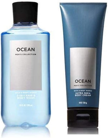 Bath and Body Works Men'S Collection Ultra Shea Body Cream & 2 in 1 Hair and Body Wash OCEAN.