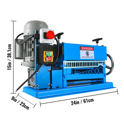 VEVOR 1.5-38MM Electric Cable Stripping Machine 370W, Efficiently Strips Various Metal Wires, Includes 10 Blades, Speeds up to 15M/Min