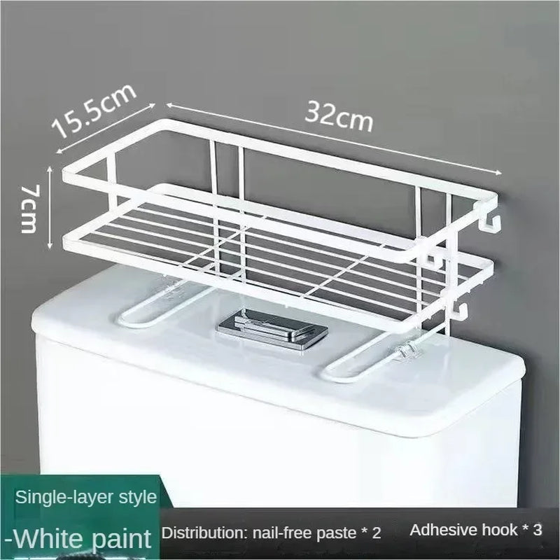 Toilet over the Shelf Toilet Storage 1Tier Bathroom Shelves Organizer,Multi-Function Paper Holder Basket No Drilling Space Saver