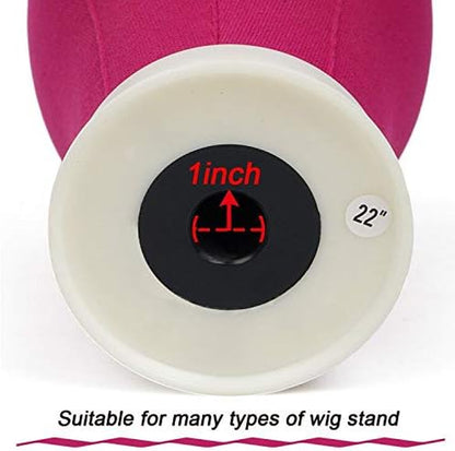 22 Inch Canvas Block Head Mannequin Wig Head with Stand Pink for Display with Mount Holes(Rosy)