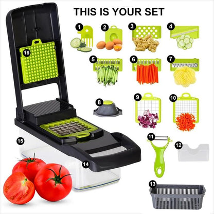Multifunctional Vegetable Chopper Set, Dual-Blade Professional Vegetable Julienne Slicer, Quickly Cut Vegetables, Potatoes, Onions, Etc. Multifunctional Kitchen Tool, Father'S Day Gift