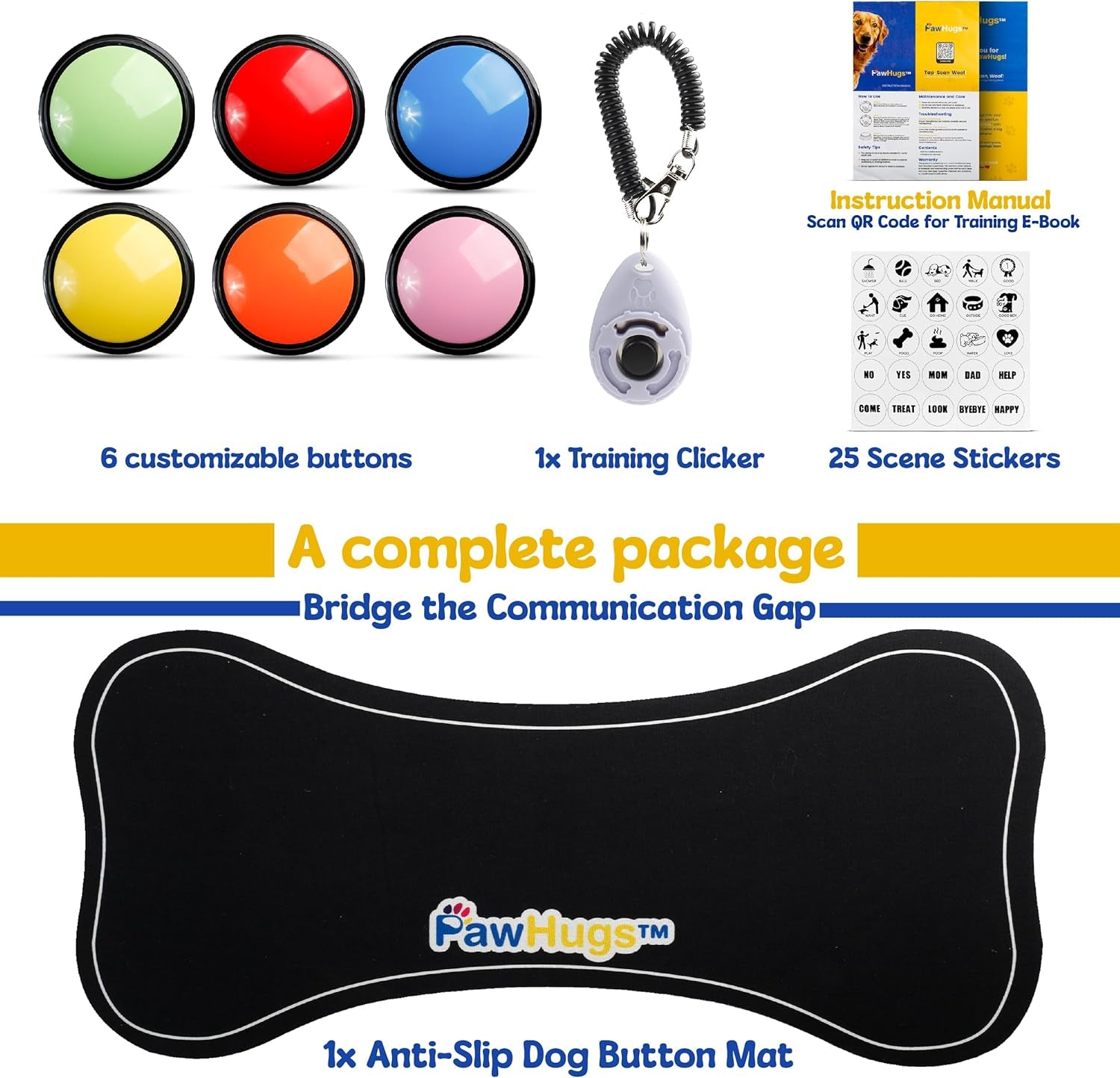 Dog Buttons for Communication (Pack of 6)