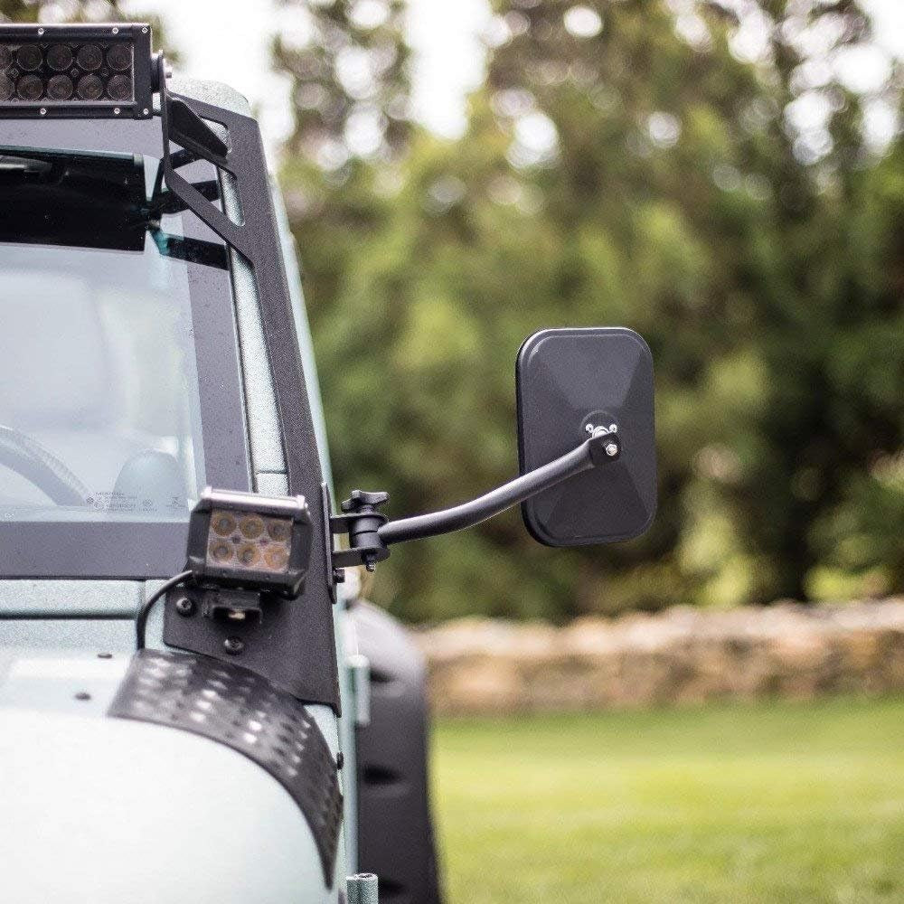 Upgraded Doors off Compatible with Wrangler TJ JKU JK 4X4 Off-Road Morror Rectangular Mirrors Quick Release Side View Mirror