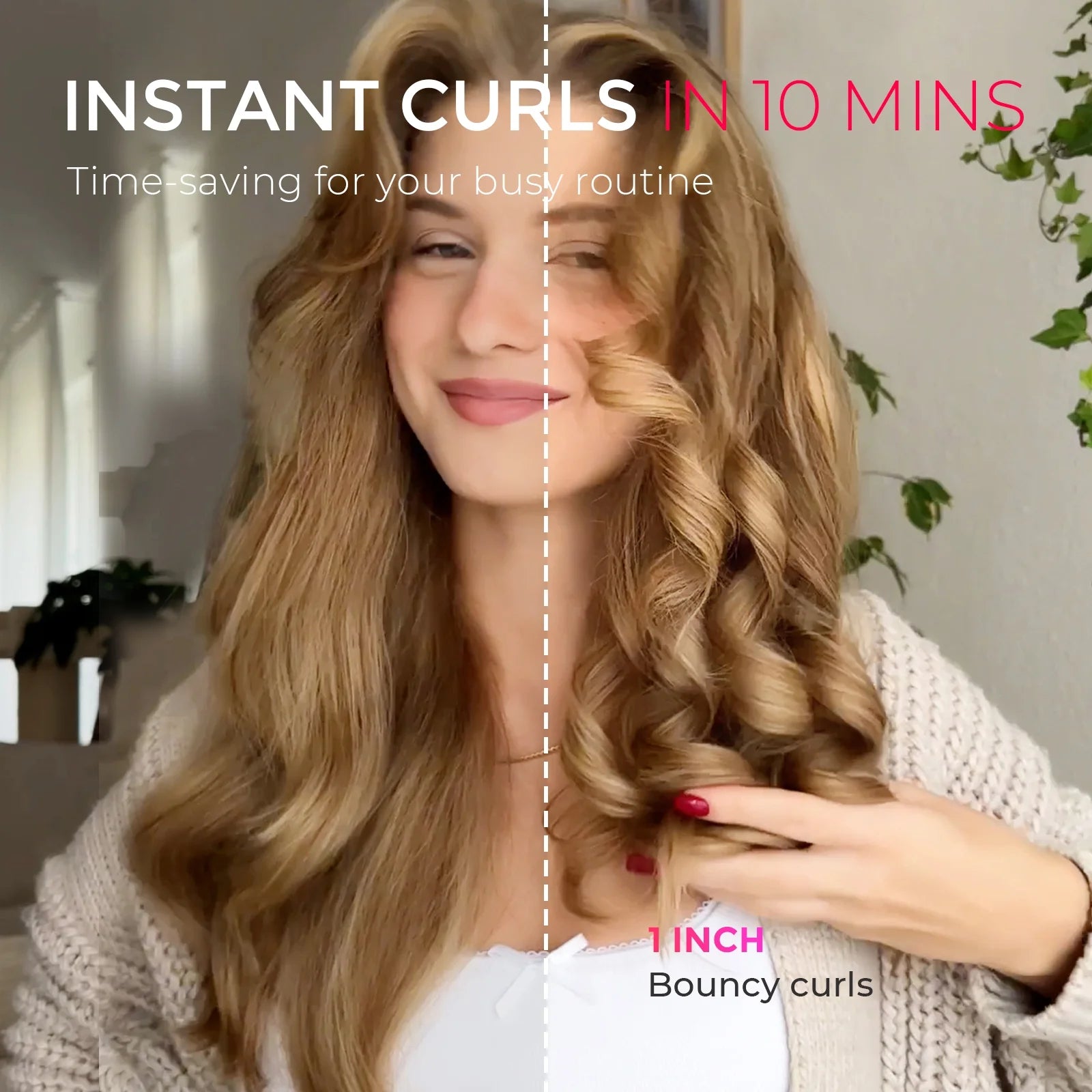 CURLPRO Automatic Curling Iron - Achieve Effortless Beach Waves with Rotating Curler, 500M Ionic Technology, Dual Voltage, Lightweight Design, 1 Inch in Gray
