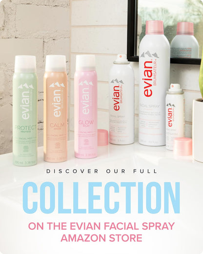 Evian Facial Spray 24/7 Kit - Hydrating Mineral Water Mist for Face & Skin - Refreshes Makeup, Sets, & Tones - Travel-Friendly Sizes for Daily Moisture Boost