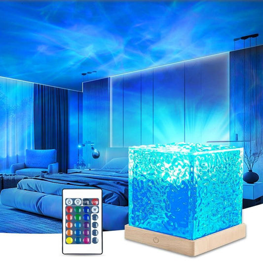LED Water Ripple Aurora Projector Night Light, USB Powered 16-Color Changing LED Night Light, LED Lighted, Decorative Light for Living Room Bedroom Decor, Indoor Lighting, Home Decor, Starry Projector