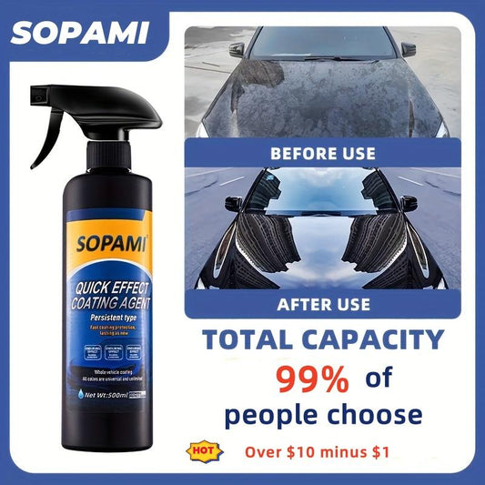 SOPAMI 16.91Oz Quick Acting Automotive Coating Agent Quick Acting Automotive Paint Wax Liquid Cross Film Crystal Coating Spray Brightening Repair Multi-Purpose Paint Regenerator Ceramic Automotive Coating Spray