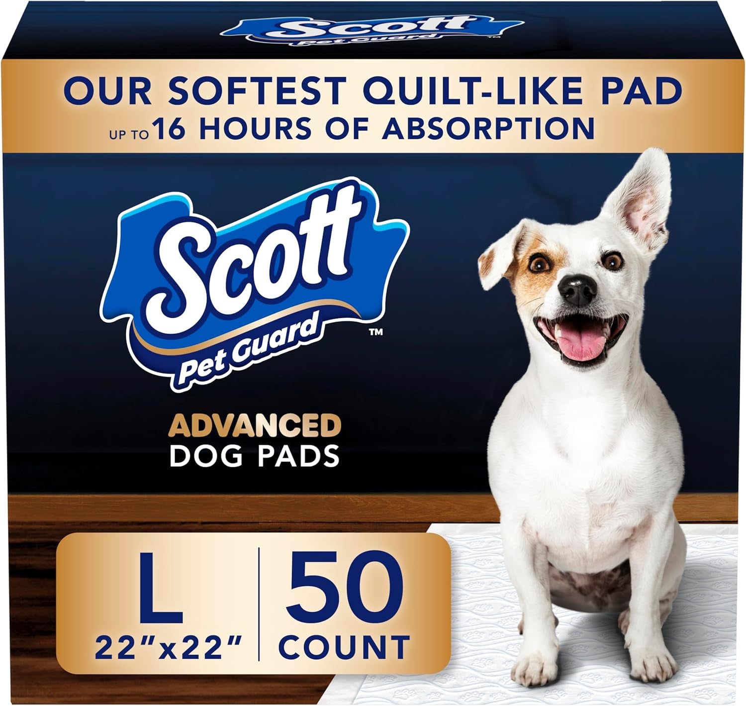 Pet Guard Advanced Dog Pads - Dog Training Pee Pads for Puppies, Medium & Large Dogs - up to 16 Hour Absorbency with Odor Control - Softest Quilted Dog Pee Pads - Large - 22" X 22" - 50 Pack