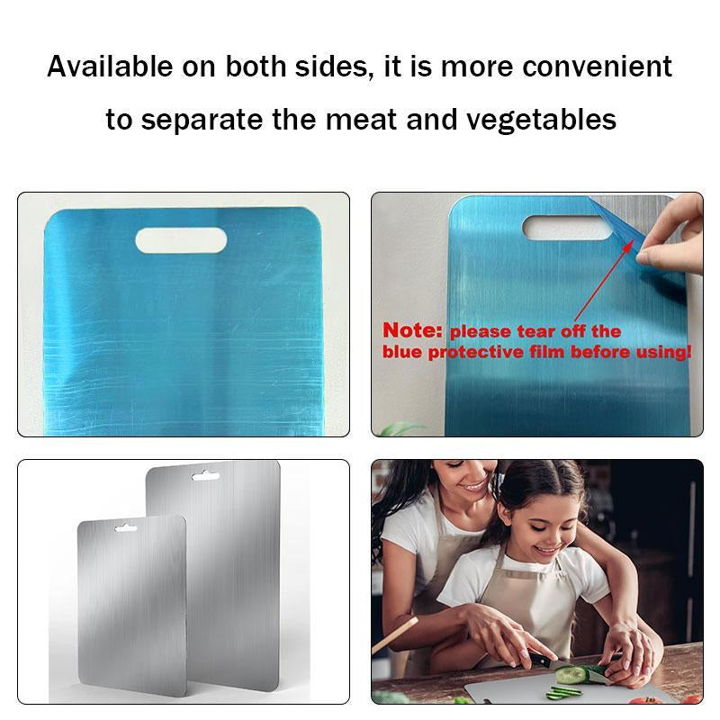 Stainless Steel Double-Sided Chopping Board - Modern Cutting Board for Meat and Vegetables, Eco-Friendly Kitchen Accessory, 1 Count