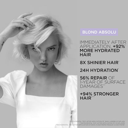 Kérastase Blond Absolu, Lumière Illuminating Shampoo, for Lightened or Highlighted and Grey Hair, Nourishes and Illuminate, with Hyaluronic Acid