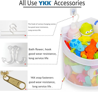 Baby Bath Toy Organizer, Quick Drying£¬ and Mould Proof, Corner Hang-Suspension Bath Toy Holder, Large Capacity Multi Use Corner Shower Caddy Shower Rack£¨ White£©