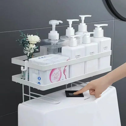Toilet over the Shelf Toilet Storage 1Tier Bathroom Shelves Organizer,Multi-Function Paper Holder Basket No Drilling Space Saver