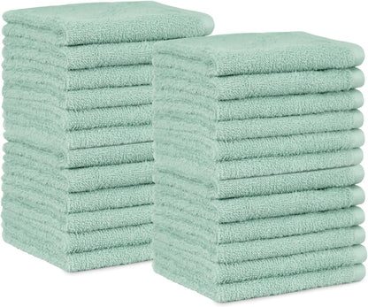 Terry Cotton Washcloths - Pack of 24, Seafoam Green