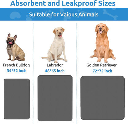 Washable Puppy Dog Pee Pad, 34" X52" Extra Large, Waterproof Whelping Training Mat for Playpen Crate, Floor, Bed,Sofa and Trunk [Premium Fabrics That Can Be Used by Humans]