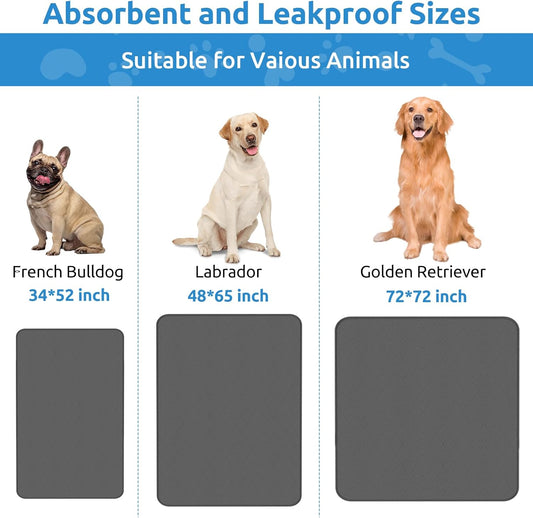 Washable Puppy Dog Pee Pad, 34" X52" Extra Large, Waterproof Whelping Training Mat for Playpen Crate, Floor, Bed,Sofa and Trunk [Premium Fabrics That Can Be Used by Humans]