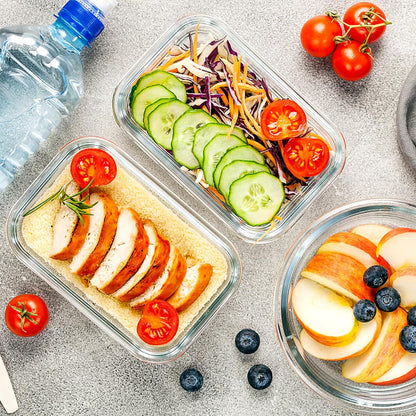 10 Pack Glass Meal Prep Containers, Airtight Glass Lunch Containers, Stackable Glass Food Storage Containers Set with Lids,Exclusive of Bpa,For Microwave, Oven, Freezer & Dishwasher,Grey