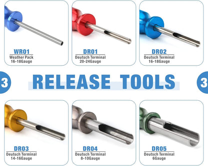 Icrimp Deutsch Terminal Crimp Tool Kit, Close Barrel and Open Barrel Crimper, Deutsch Removal Extraction Tool for Deutsch DT Connectors, Solid & Stamped Contacts, Delphi Weather Pack Terminals-12Pcs