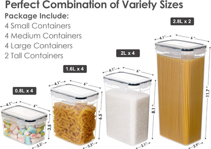 Airtight Food Storage Containers Set, 14 PCS Kitchen Storage Containers with Lids for Flour, Sugar and Cereal, Plastic Dry Food Canisters for Pantry Organization and Storage