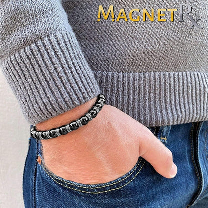 ® Magnetic Hematite Bracelet – MAX Strength Magnetic Stones – Beaded Magnetic Bracelets for Men and Women (Silver Titan 8Mm Bead)