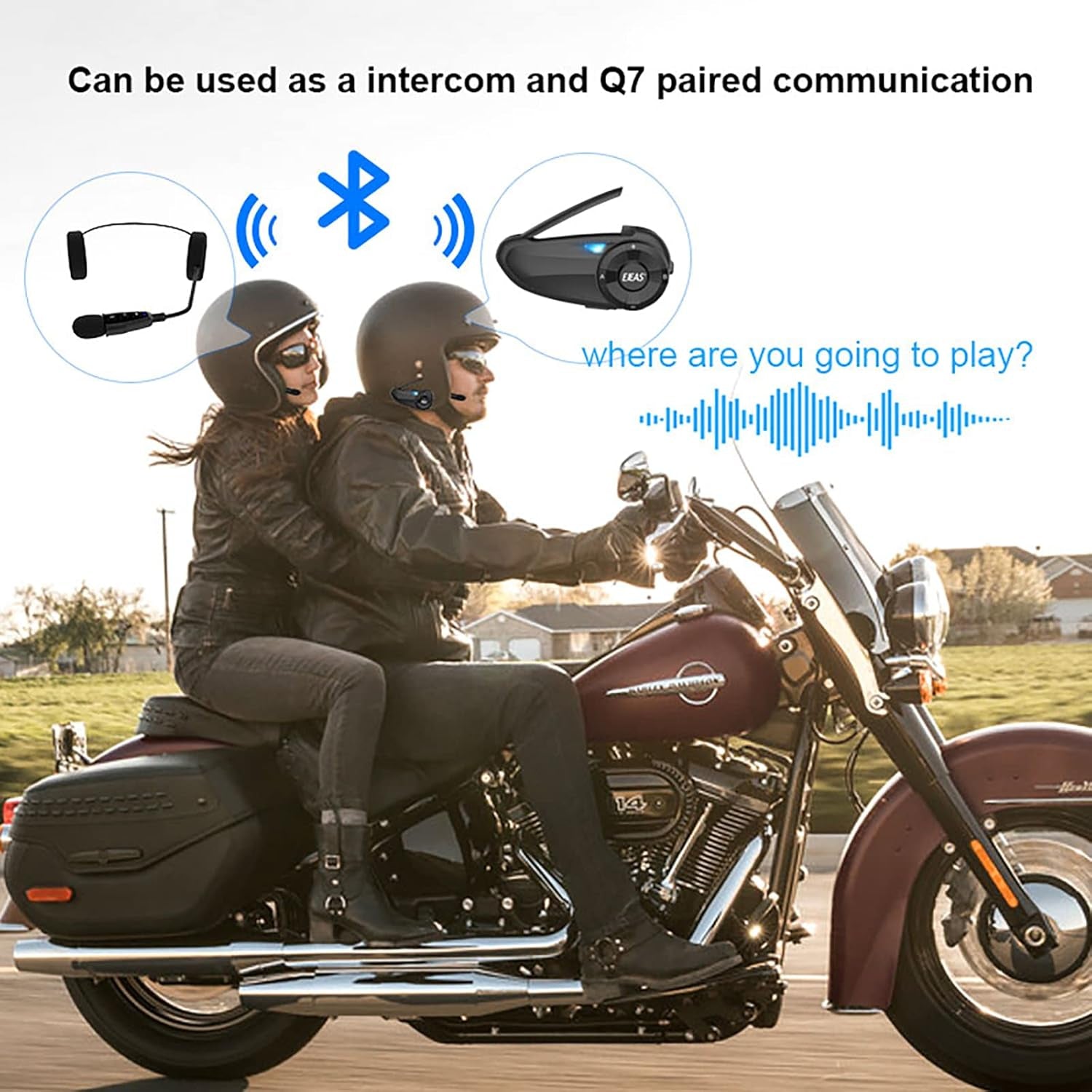E1+ Motorcycle Helmet Bluetooth Headset, Bluetooth 5.1 Helmet Speaker with Auto Answering Call and Noise Reduction Function, Motorcycle Helmet Headphone Can Connect 2 Mobile Phones