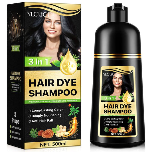 Yecuce Herbal Ingredients Hair Color Shampoo for Gray Hair Coverage - Black or Coffee Hair Dye Shampoo 3 in 1 for Women Men Grey Hair (500Ml) Springtok Haircare