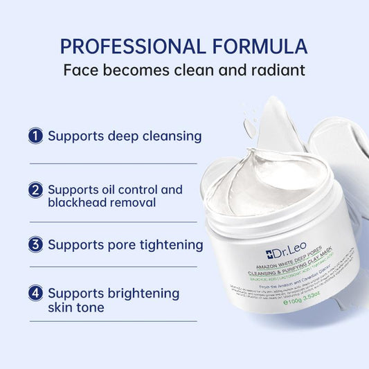 【On Sale】Dr.Leo White Clay Mud Mask for Oily, Acne-Prone & Sensitive Skin – Clears Pores, Removes Blackheads, Reduces Shine | 3-In-1 Affordable Skincare 100G Facial Cleanser #Cozyvibes #Effortlessbeauty