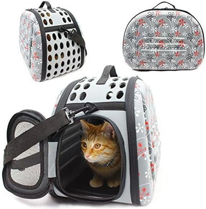 Foldable Pet Dog Cat Carrier Cage Collapsible Travel Kennel - Portable Pet Carrier Outdoor Shoulder Bag for Puppy Dog Cat Small Medium Large Animal (M, Grey)