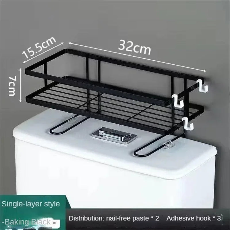 Toilet over the Shelf Toilet Storage 1Tier Bathroom Shelves Organizer,Multi-Function Paper Holder Basket No Drilling Space Saver