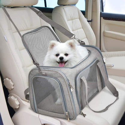 Cat Carriers Dog Carrier Pet Carrier for Small Medium Cats Dogs Puppies up to 15 Lbs, TSA Airline Approved Small Dog Carrier Soft Sided, Collapsible Waterproof Travel Puppy Carrier - Grey