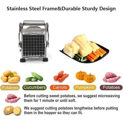 Multifunctional Stainless Steel French Fry Cutter , Vegetable Potato Chopper, Includes 1/2 & 3/8-Inch Blades Ideal for Air Fryer Foods, Carrots, Cucumbers,Onion, Kitchen Utensils, Hot Summer Picks